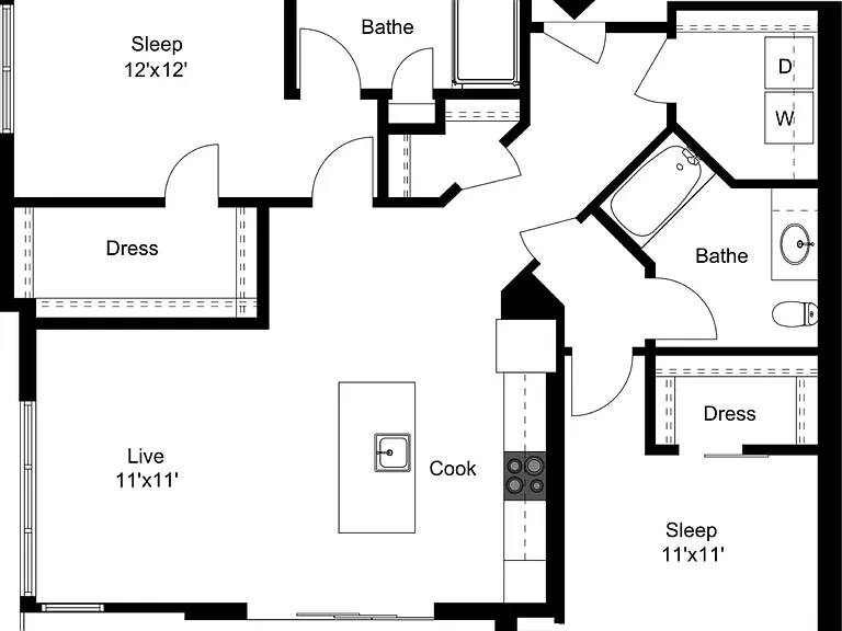 Floor Plan D3 | 50Twenty | Apartments in Madison, WI Floor Plan D3 | 50Twenty | Apartments in Madison, WI