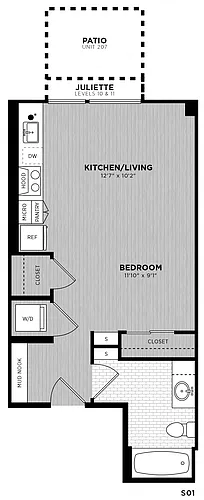 Floor plan Studio | Anderson S01