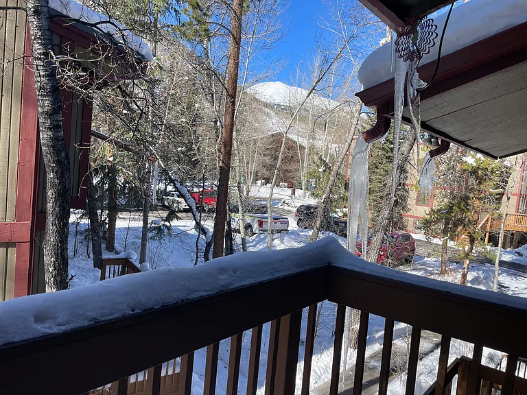 View of parking lot from deck.