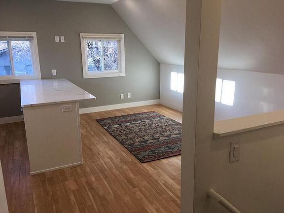 Kitchen island and living area