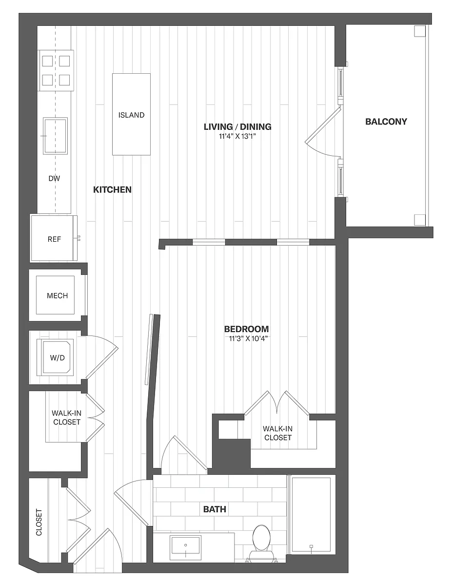 Floor plan 1D - 1 Bed/1 Bath
