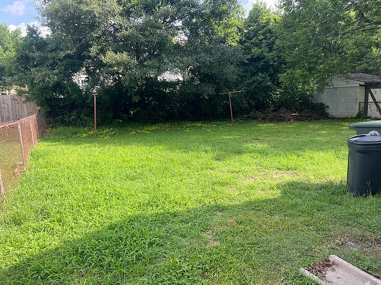 Fenced nice size green backyard