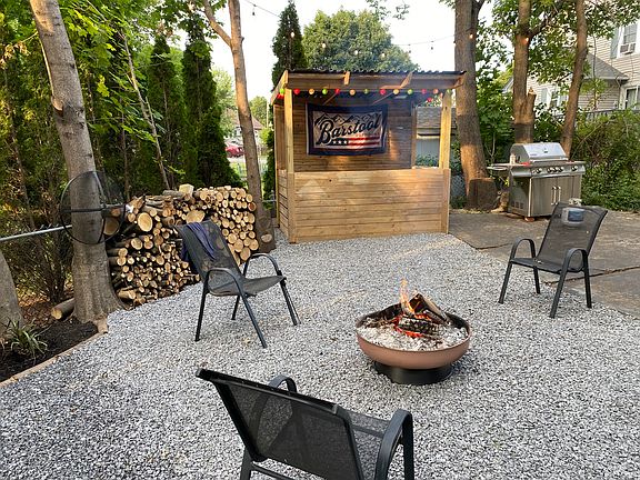 backyard fire pit and bar