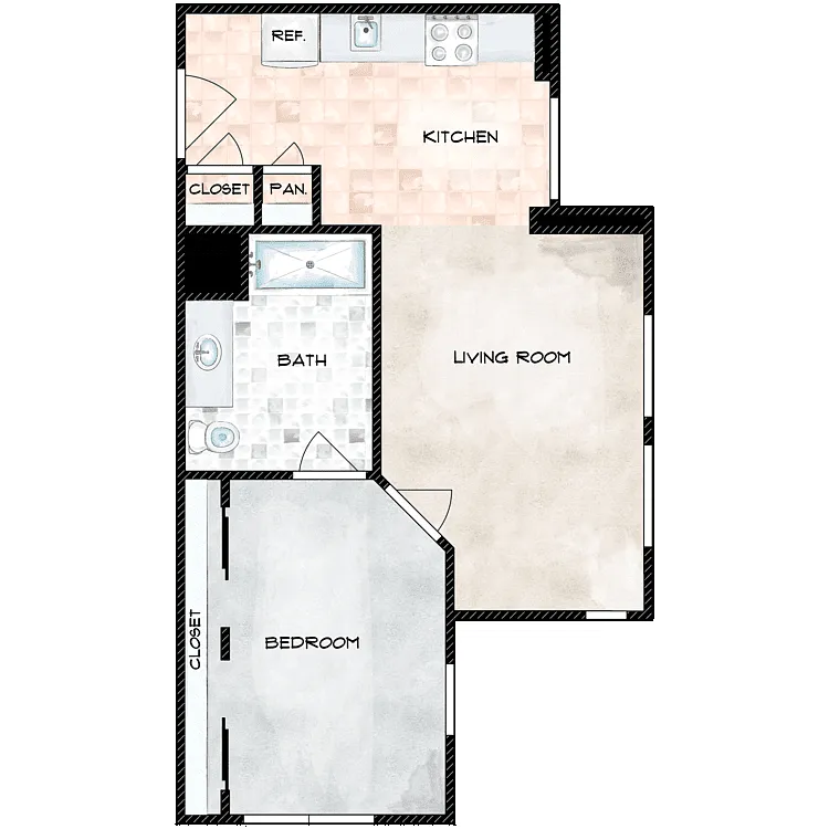 Floor plan 1 Bed 1 Bath