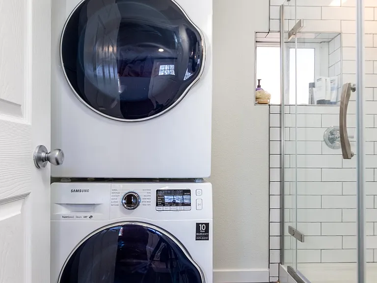 Laundry in first floor bathroom.