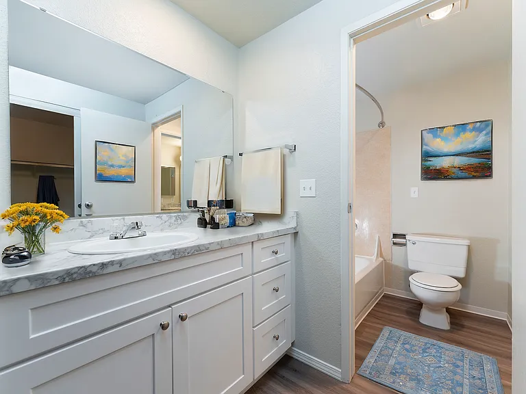 Experience the serene sophistication of this contemporary bathroom design. Experience the serene sophistication of this contemporary bathroom design.