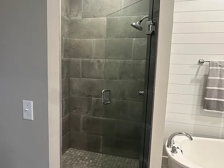 Large walk-in tiled shower