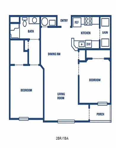 Floor plan 2 Bed - 1 Bath