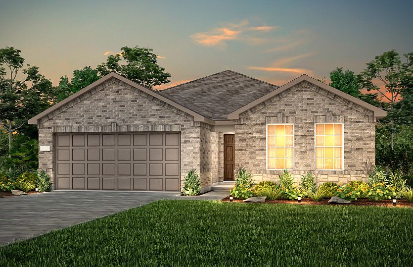 The Rayburn, a one-story home with 2-car garage, shown with Home Exterior LS202