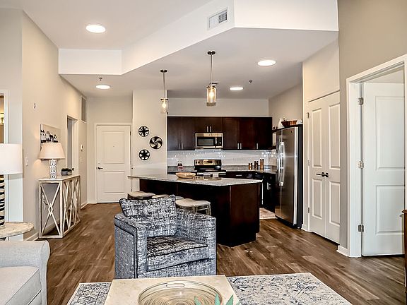 Open concept kitchen and living area