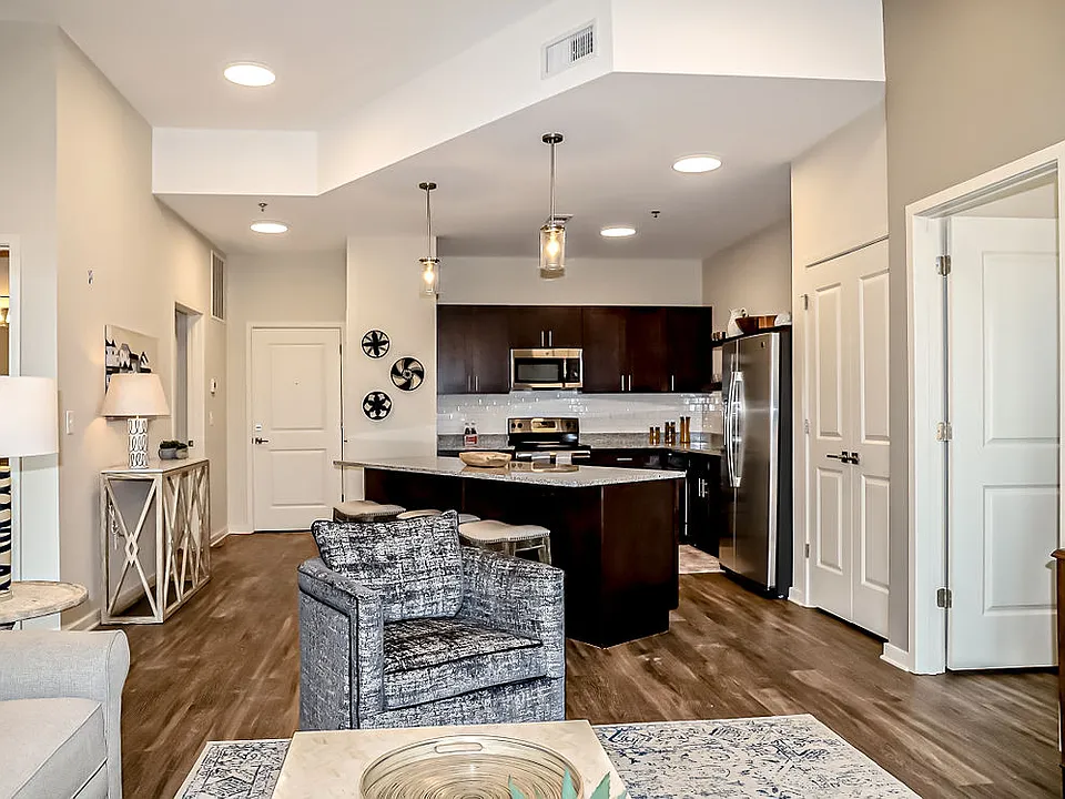 Open concept kitchen and living area