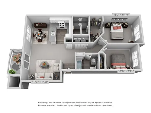 Floor plan 2 Bedroom 2 Bath
