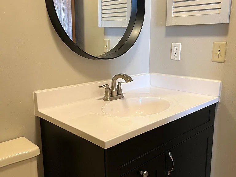Upstairs hallway bathroom with new toilet