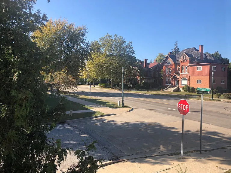 View of Bay City's Historic Center Avenue from window of bedroom 1.