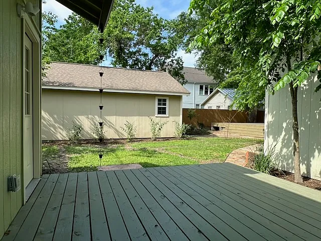 Across the yard is the two car Garage with access to the alley, which were a functionally important part of the original Houston Heights.