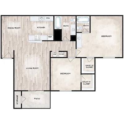 Floor plan 2 Bedroom 2 Bathroom