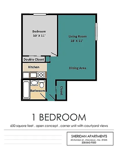 Floor plan Jr One Bedroom
