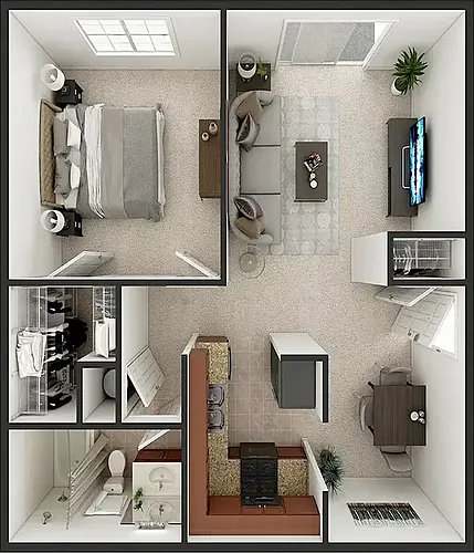 Floor plan 1 Bedroom 1 Bath-Move in September 17th