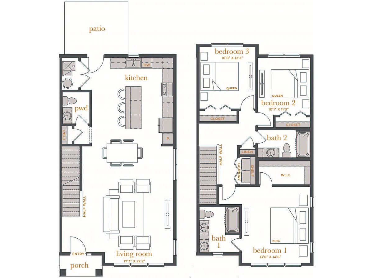 Floor plan 3 Bed, 2.5 Bath AT (120% Income Restricted)