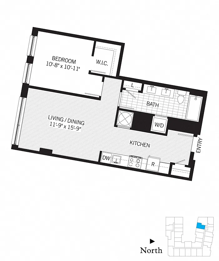 Floor plan 1 Bed - 1 Bath | A01