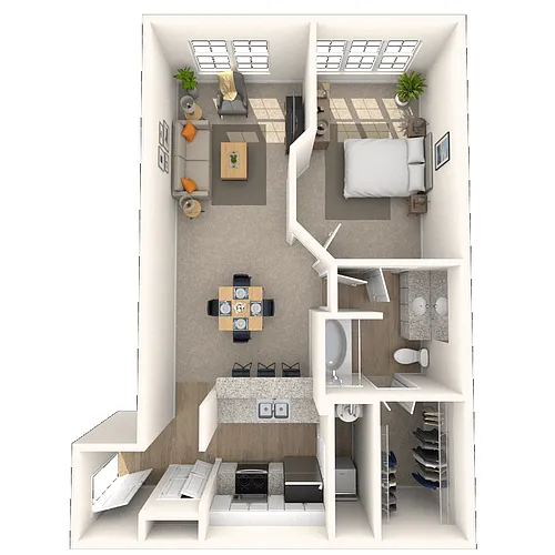 Floor plan Traditional 1x1 529-913 SF
