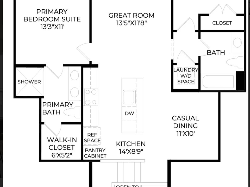 Second floor with covered garage on the first floor.