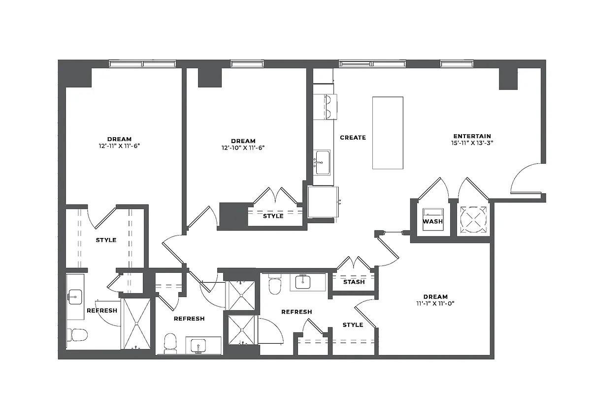 Floor plan 3 Bed/3 Bath-C1