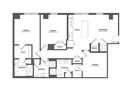Floor plan 3 Bed/3 Bath-C1