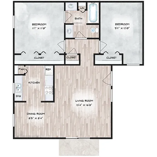 Floor plan Brazos 2 Bed 1 Bath