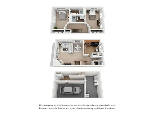 Floor plan Two Bedroom Deluxe Townhome with Garage