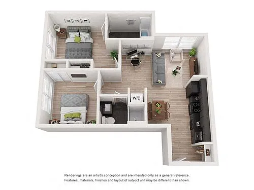 Floor plan 2 Bedrooms, 2 Bathrooms