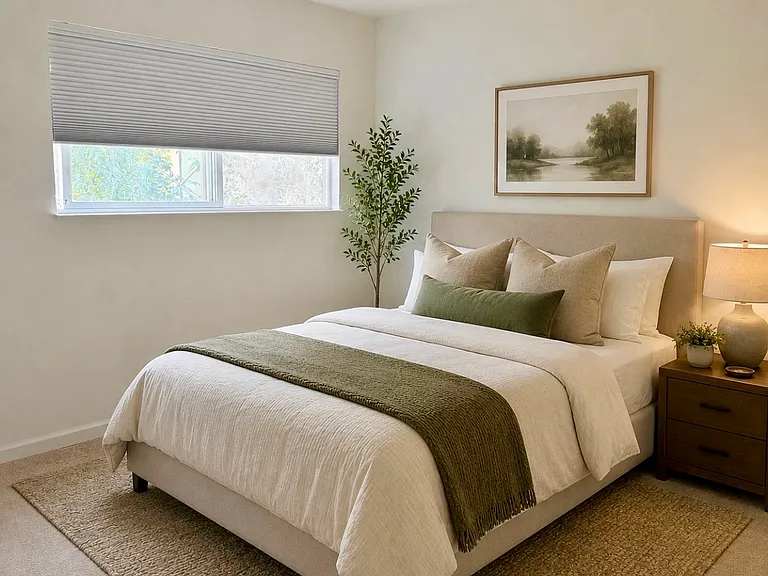 Primary bedroom virtually staged