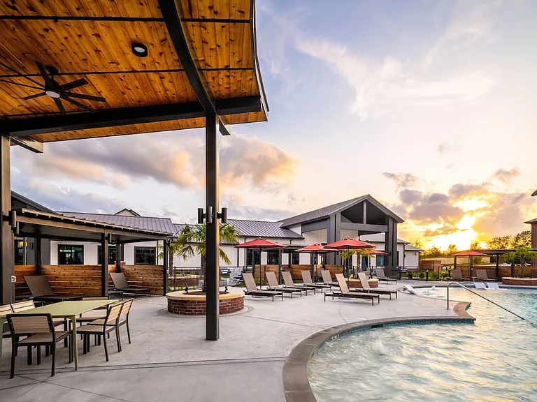 Pool with poolside lounge