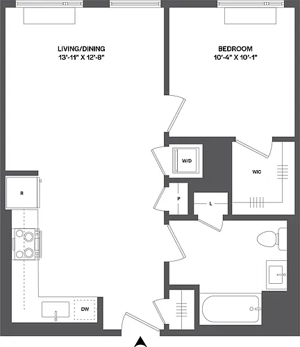 Floor plan 1 Bed/1 Bath-1B-2.2