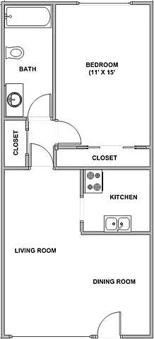 Floor plan 1 Bedroom/ 1 Bath