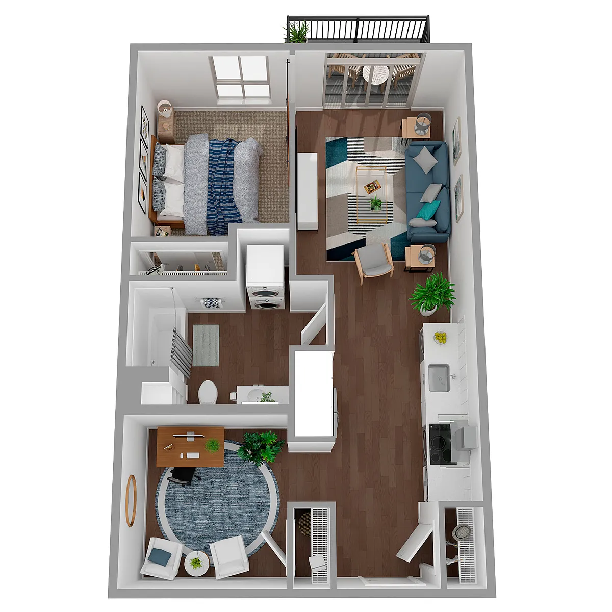 Floor plan 1x1 + Den - a74.1
