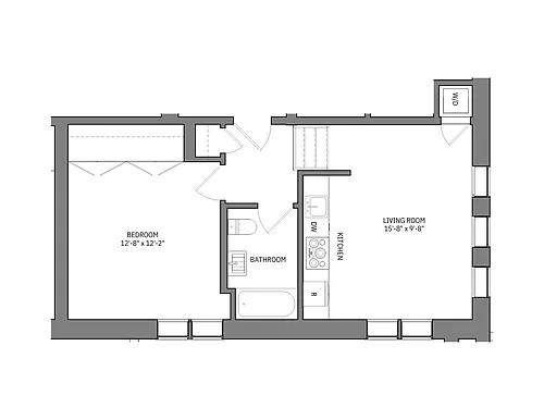 Floor plan 1 Bed 1 Bath Simpson