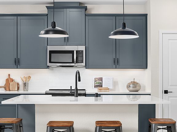 Kitchen with pendant lighting