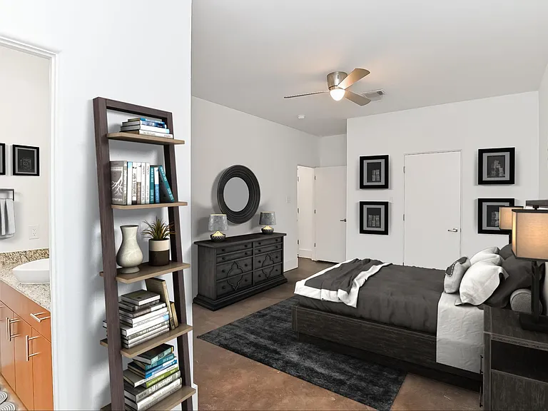 Guest bedroom on 1st floor with lots of space and jack and jill bathroom with shower.