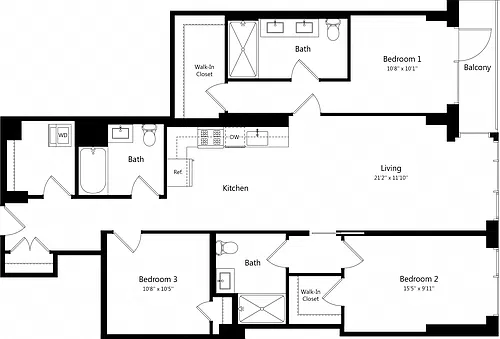 Floor plan 3 Bedroom - 3 Bath | C04