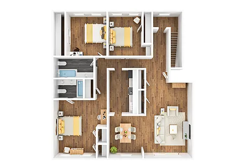 Floor plan Three Bedroom Two Bathroom