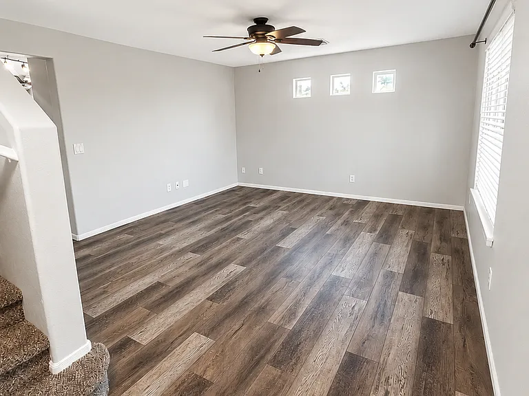 Family Room with laminate hardwood floors
