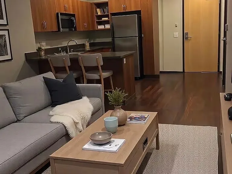 Virtually Staged Living Room/Kitchen