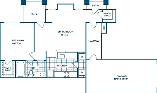 1 Bedroom | 1 Bath | 719 SF | Attached Garage 1 Bedroom | 1 Bath | 719 SF | Attached Garage