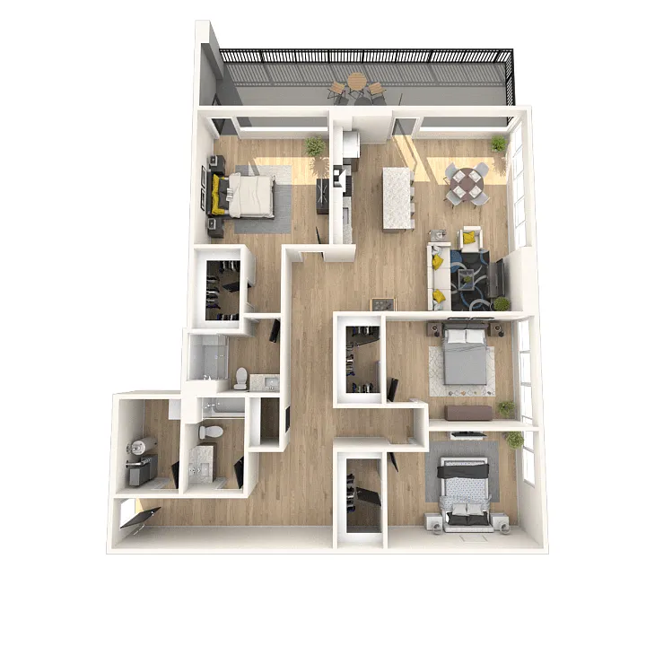 Floor plan 3 Bedroom, 2 Bathroom