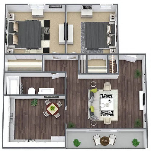 Floor plan B2: 2 Bed 1 Bath