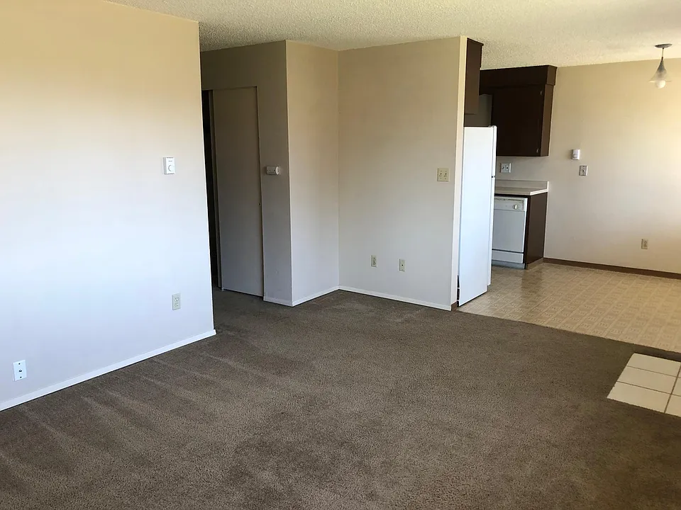 View from living room toward kitchen