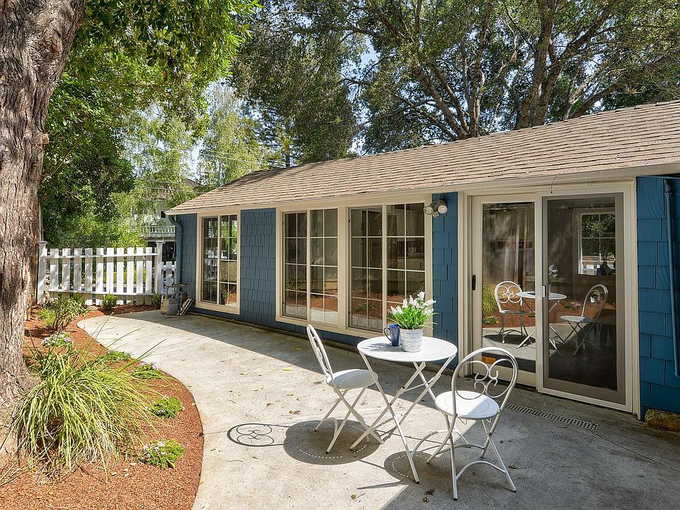 Front side patio. Sliding glass doors.
