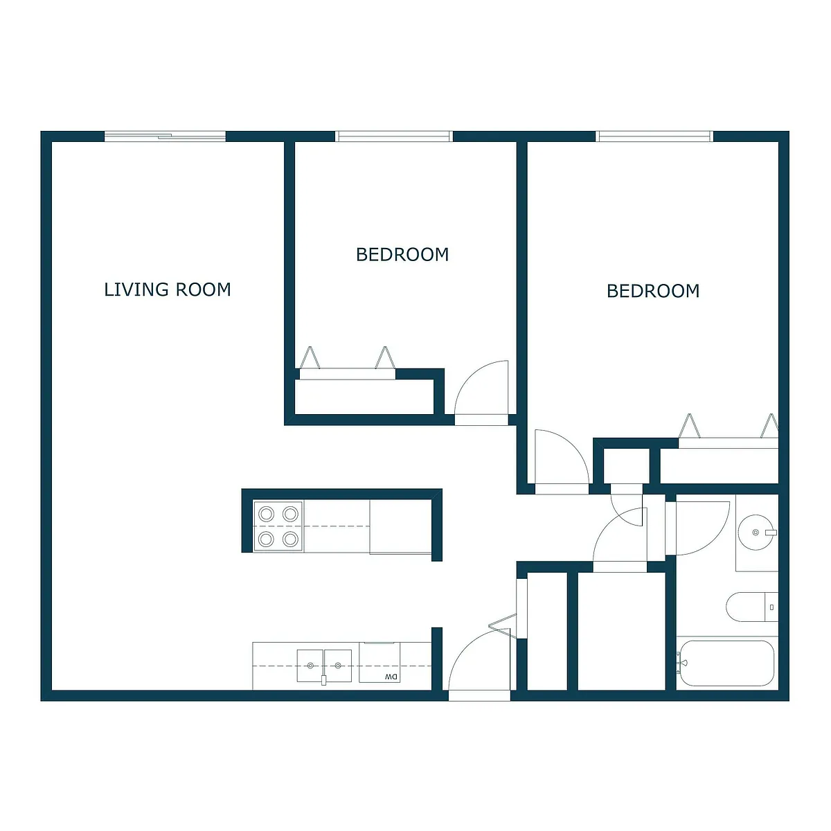 Floor plan Two Bedroom 21A