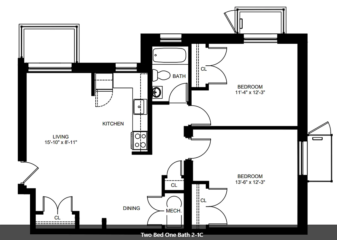 Floor plan Fort Dupont - Two Bedroom